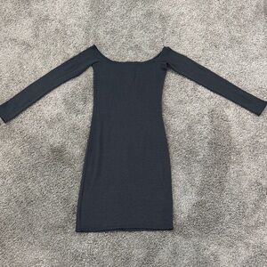 Aritzia Wilfred Charcoal Off-Shoulder Long Sleeve Bodycon Dress